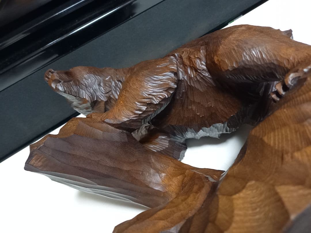 希少　アイヌ　熊　一刀彫　木彫り　堀井作　銘有り　中型　サイズ