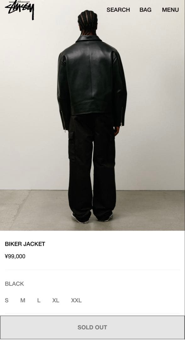 新品 黒M 25AW STUSSY BIKER JACKET LEATHER