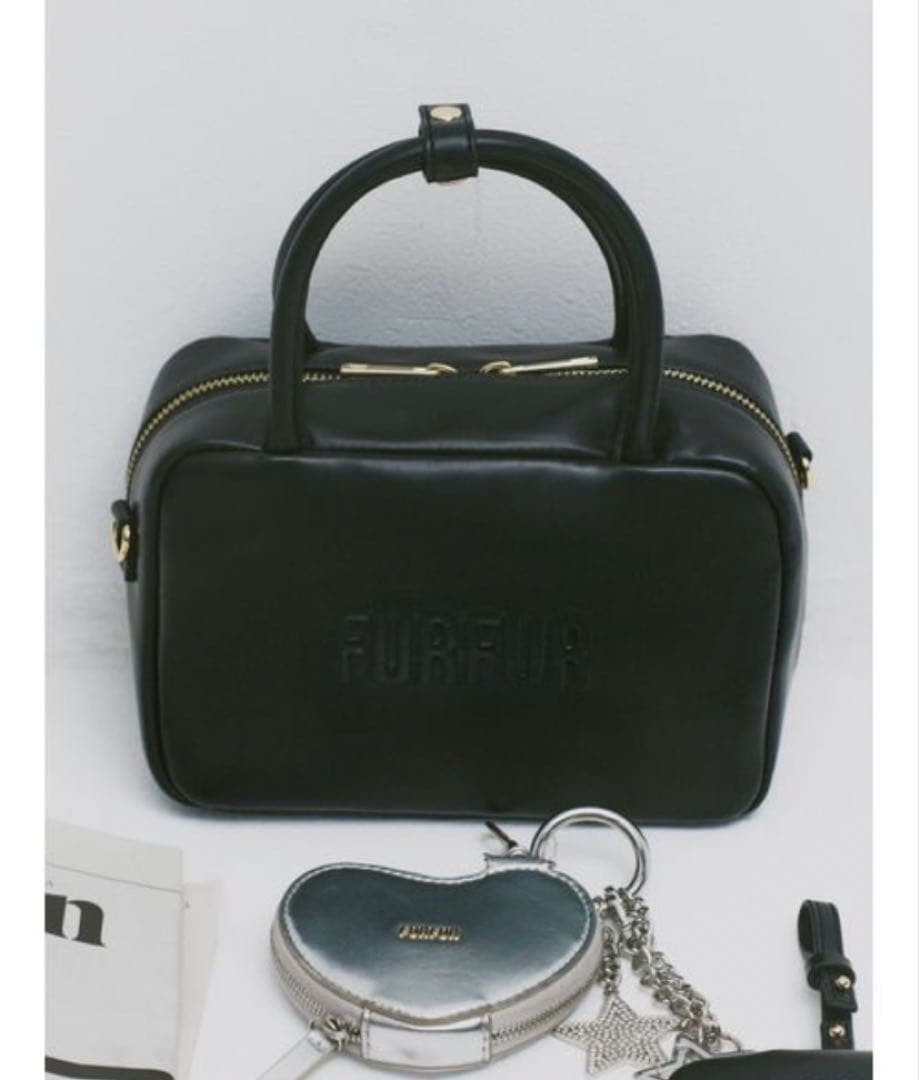 FURFUR スクエアボストンバッグ ブラック