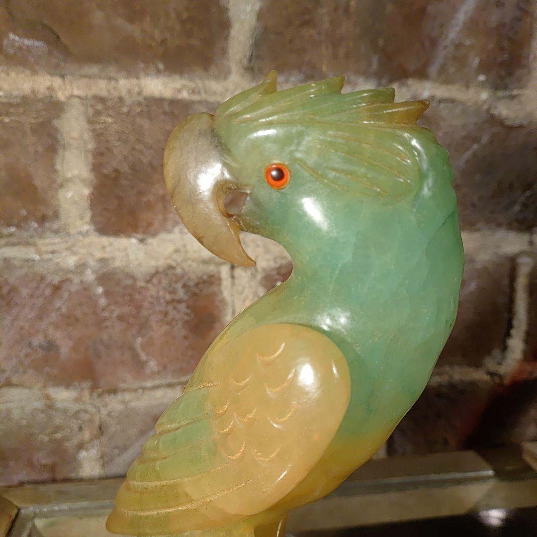 ビンテージ　イタリア製 アルバスタ　オウムの置物　Italy　手彫り