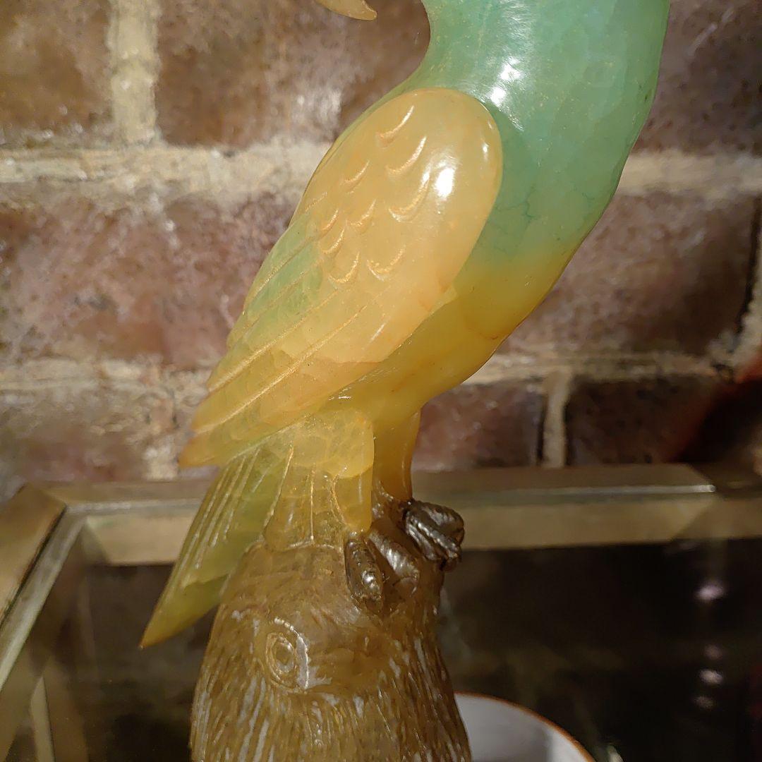 ビンテージ　イタリア製 アルバスタ　オウムの置物　Italy　手彫り