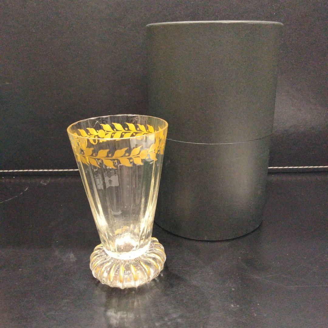 r354　エミールガレ 第一工房作 グラス 高さ10.2㎝ 鑑定書付 金彩グラス