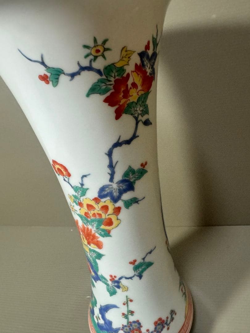 2141  其泉　色絵岩牡丹　梅竹文　花瓶