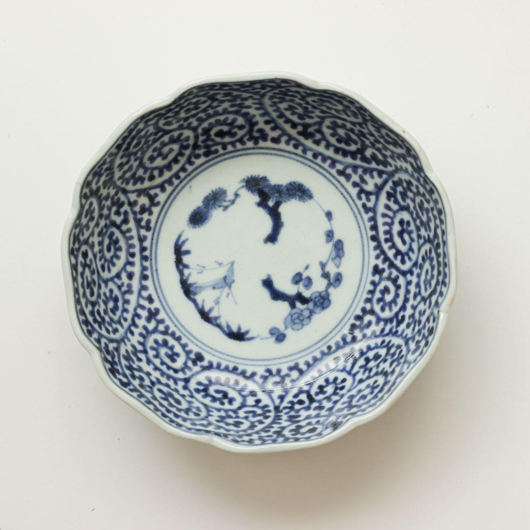 伊万里　古伊万里　江戸　後期　深皿　なます　皿　蛸唐草　3客セット