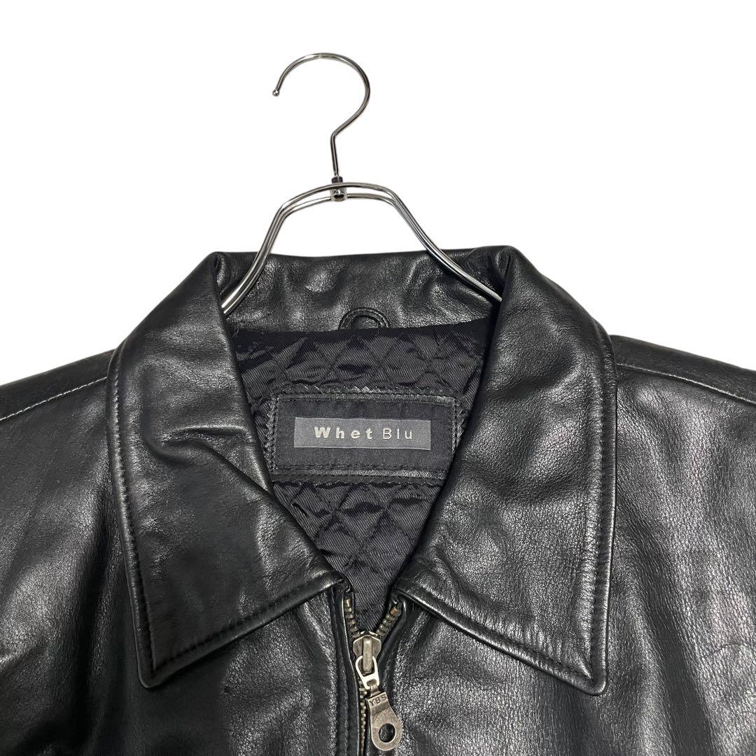 大きいサイズ【Whet Blu】リアルレザーシングルライダースジャケット 黒4L