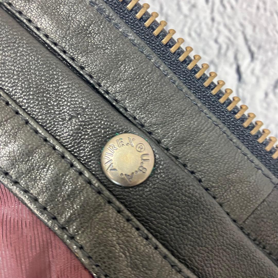 美品 AVIREX ライダース パッチカスタム ゴートレザージャケット 革ジャン