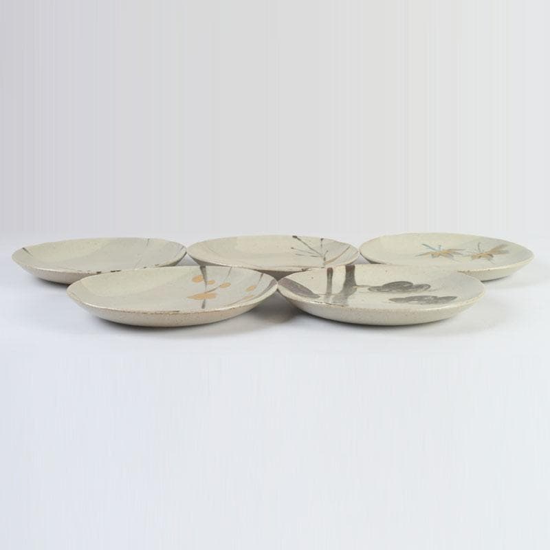 和食器　茶懐石　幸兵衛窯　絵変和皿　銘々皿　五客　共箱　N　9419