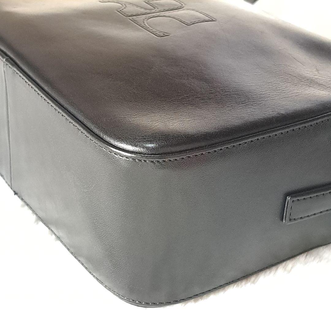 希少　クレージュ　レザー　ショルダーバッグ　BIGロゴ　型押し　ヴィンテージ