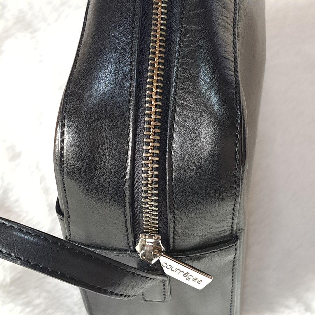 希少　クレージュ　レザー　ショルダーバッグ　BIGロゴ　型押し　ヴィンテージ