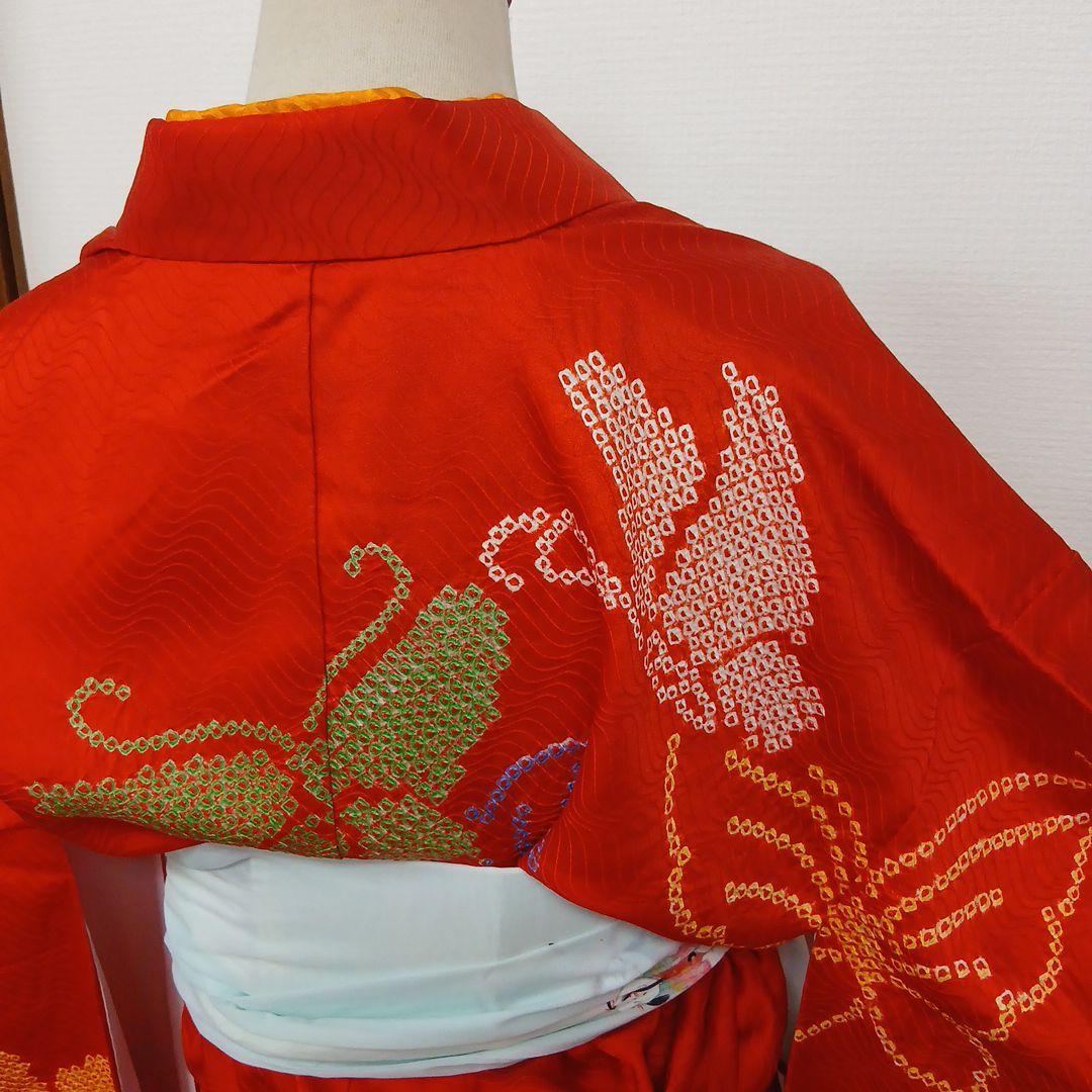 極上の逸品 正絹蝶々の絞り　七五三　七歳　ハーフ成人式　ほぼ未使用