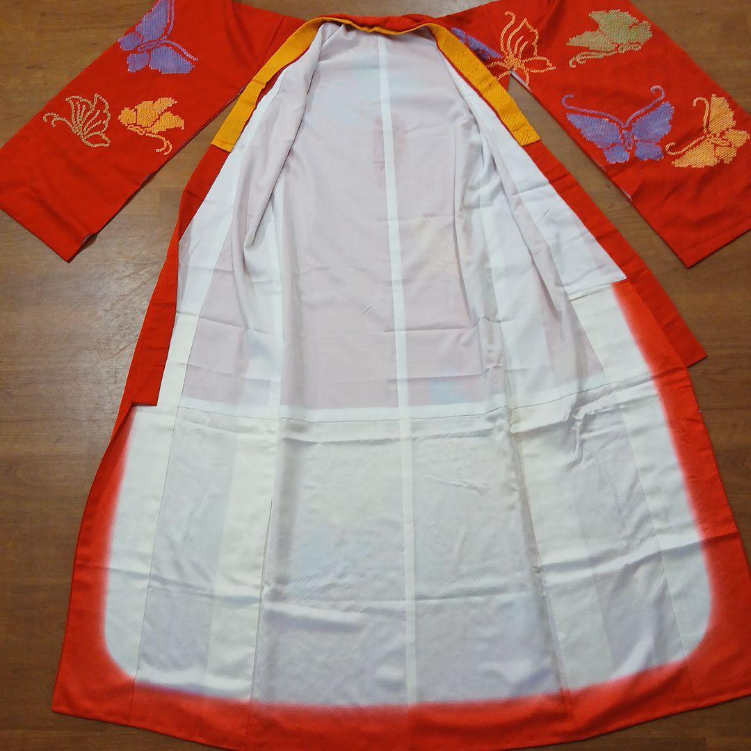 極上の逸品 正絹蝶々の絞り　七五三　七歳　ハーフ成人式　ほぼ未使用