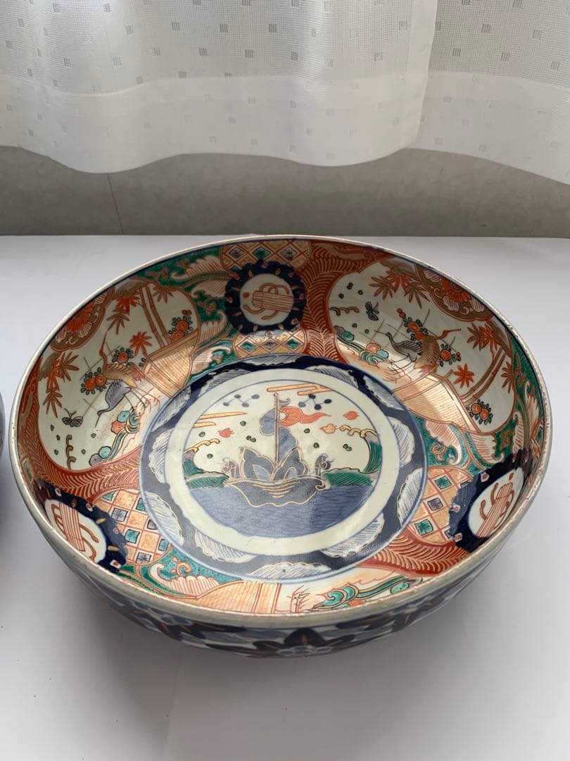 古伊万里　赤絵大三鉢　時代箱付き　送料込み