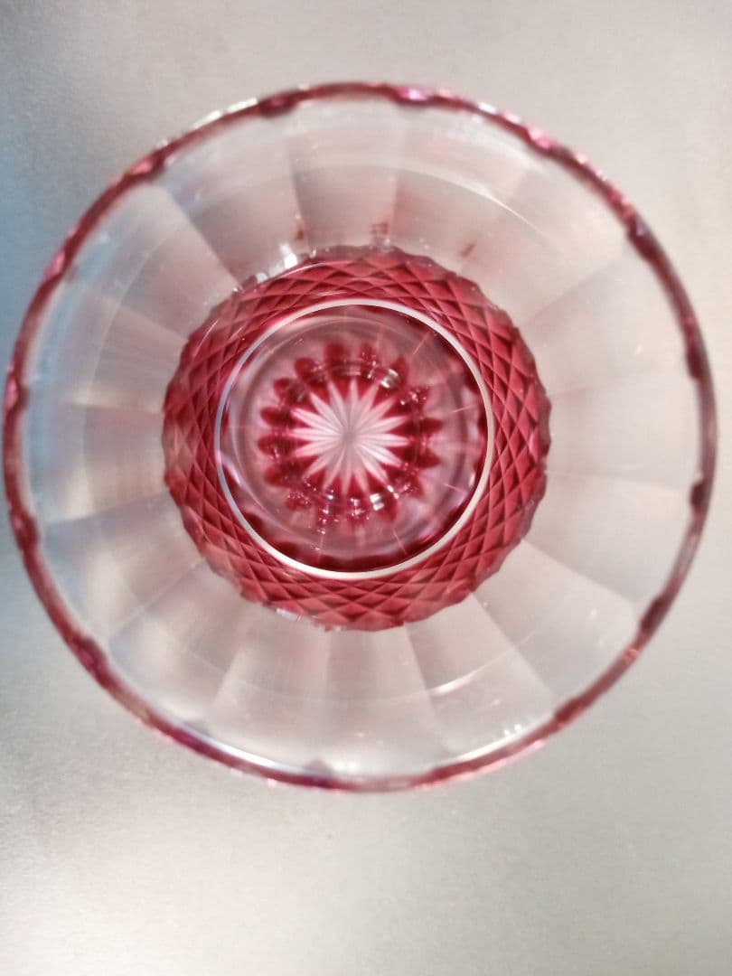 薩摩切子　一口ビールグラス　赤、青2個セット　色被せガラス　薩摩ガラス工芸