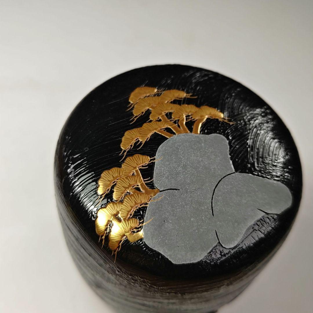 イ439 棗『吉田宗利』『波塗蓬莱山　大棗　共箱』鶴亀　螺鈿金蒔絵漆塗　茶道具