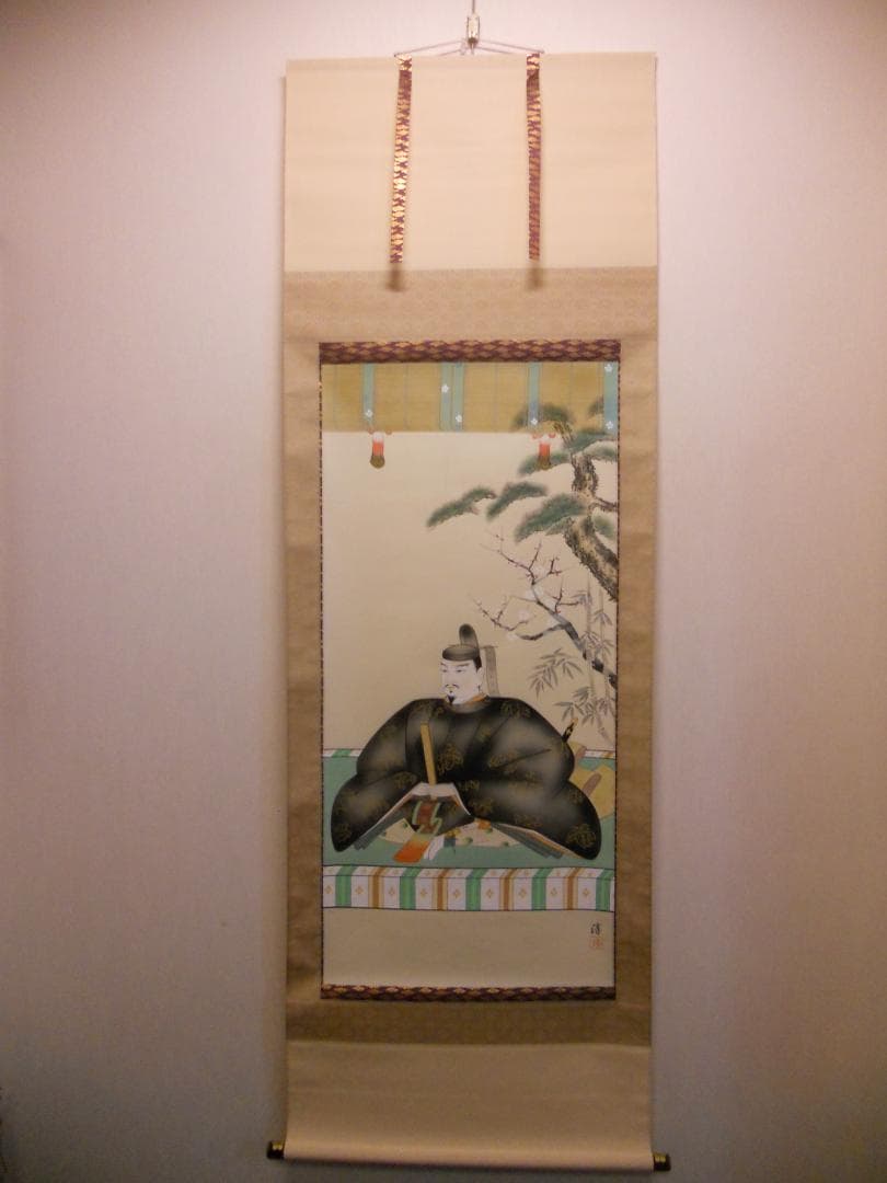 掛け軸 淳 天神様 菅原道真 絹本 希少 軸装 茶道具 掛軸 美品 です。