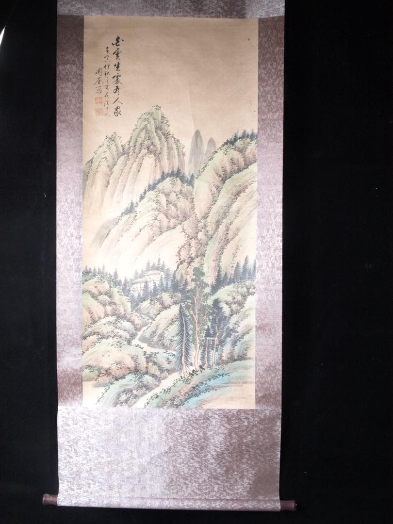 骨董市仕入れ品 周荃作　肉筆掛け軸　激安骨董品 AK1010A10-3