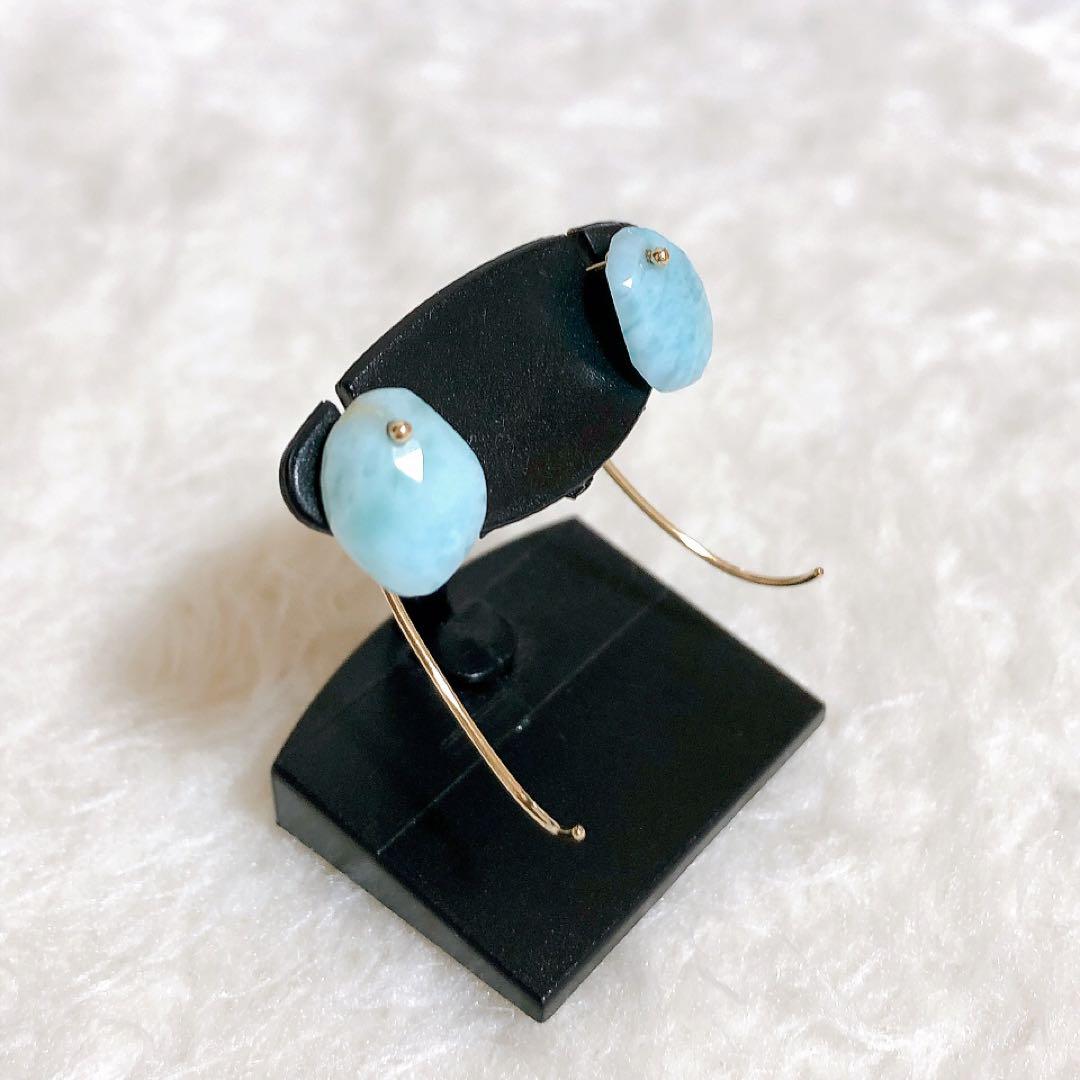 Lilas K10 ラリマー　ピアス　イエローゴールド