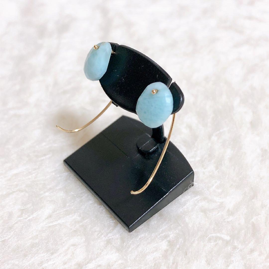 Lilas K10 ラリマー　ピアス　イエローゴールド