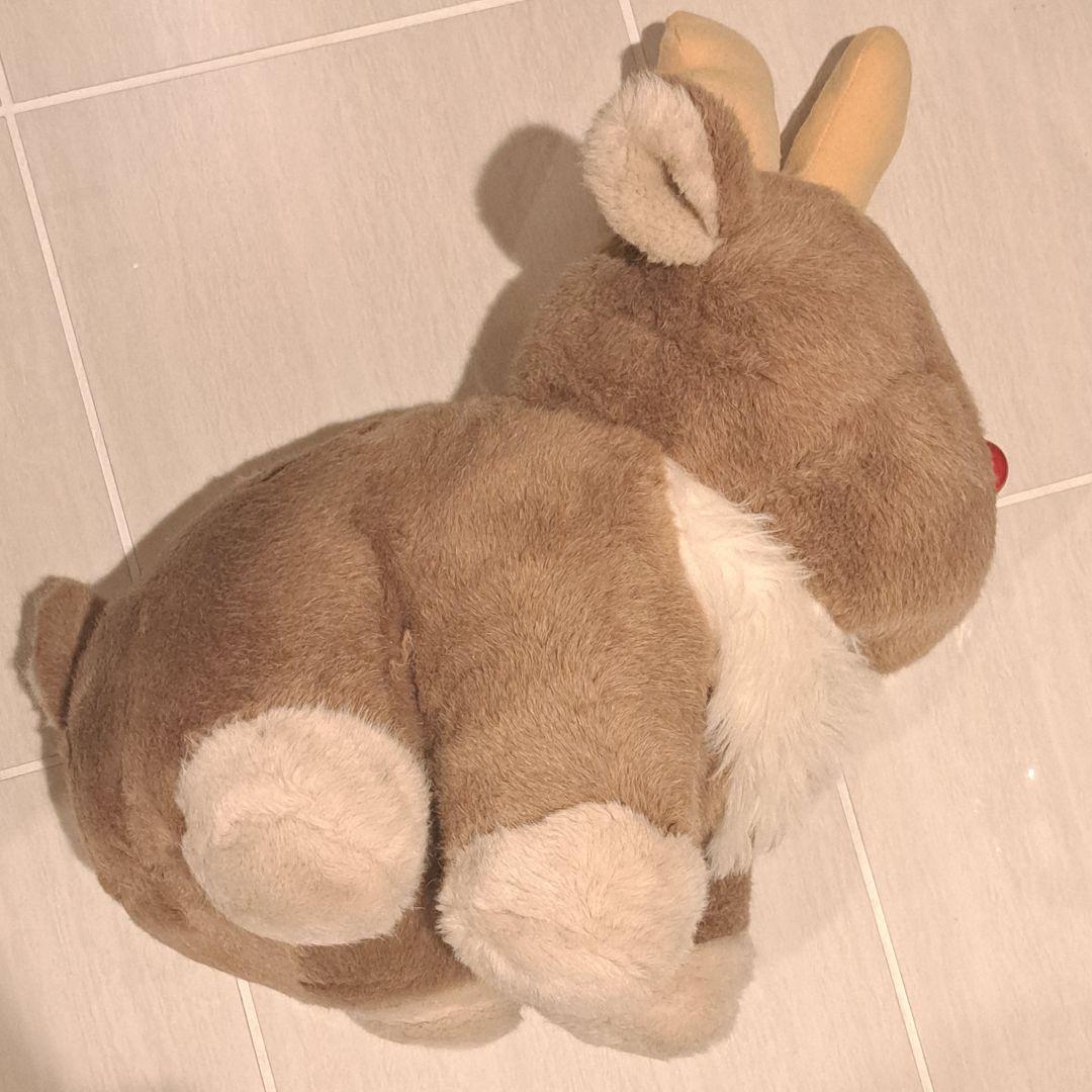 昭和レトロかわいいトナカイ　ぬいぐるみ 赤い鼻と黄色い角　ビッグサイズ