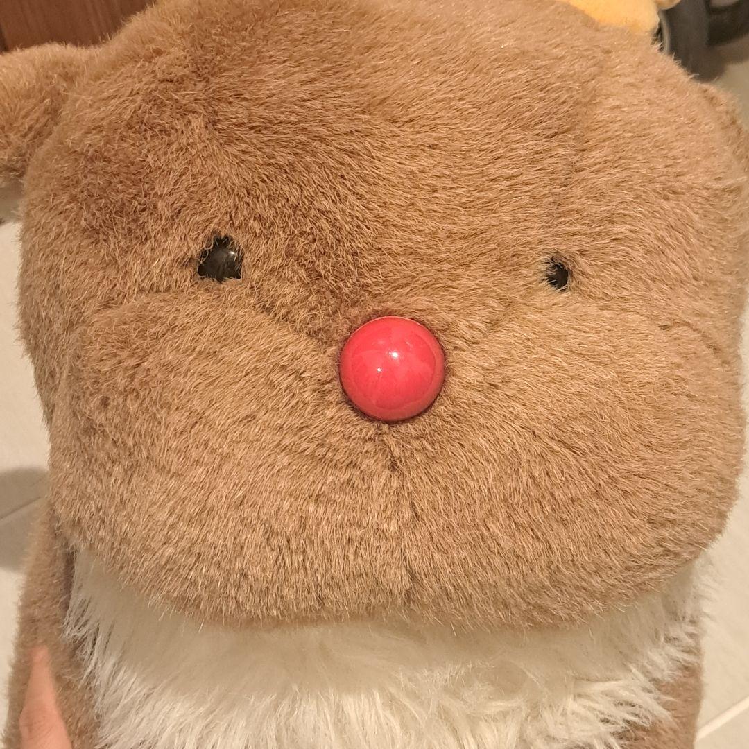 昭和レトロかわいいトナカイ　ぬいぐるみ 赤い鼻と黄色い角　ビッグサイズ