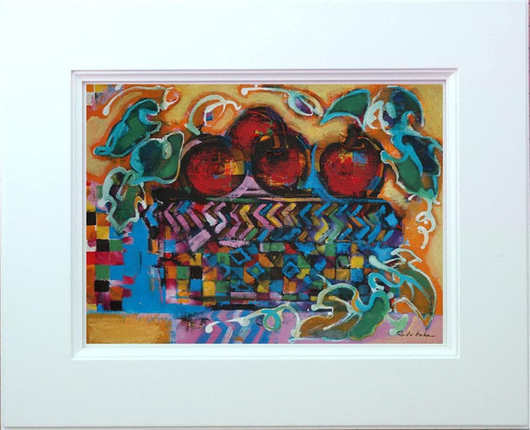 油絵 菅家令子 絵 絵画インテリア 額付( 青緑＋金色の枠)uF6-051110