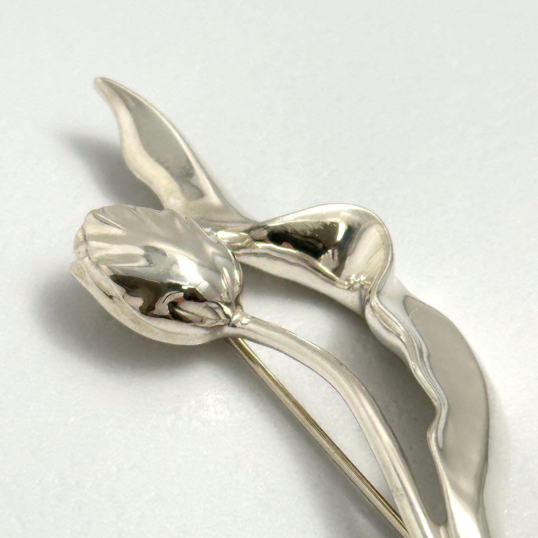 希少　Tiffany　チューリップ　フラワー　シルバー　ブローチ　Ag925