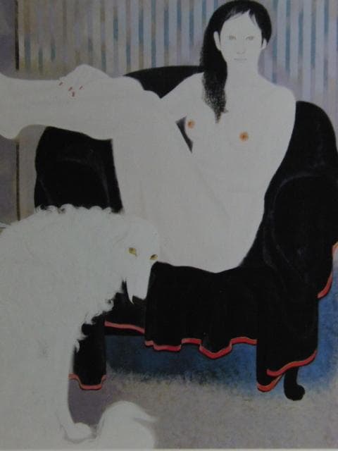 室井東志生、「室内」、希少な画集より、 新品高級額装付、日本人画家