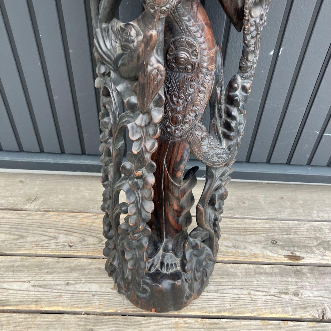 アジアンレトロ バリ 銘木一枚板 女性 女神像 民族 木彫り彫刻 オブジェ 飾り