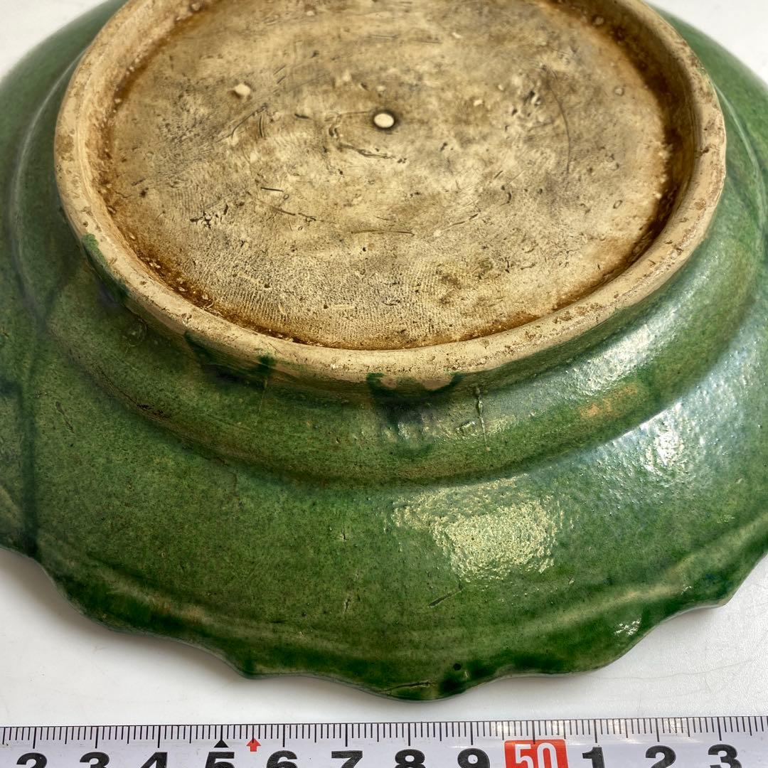 江戸中期　源内焼　草花図　七寸皿　直径21.5㎝　東な8-0121☆2F