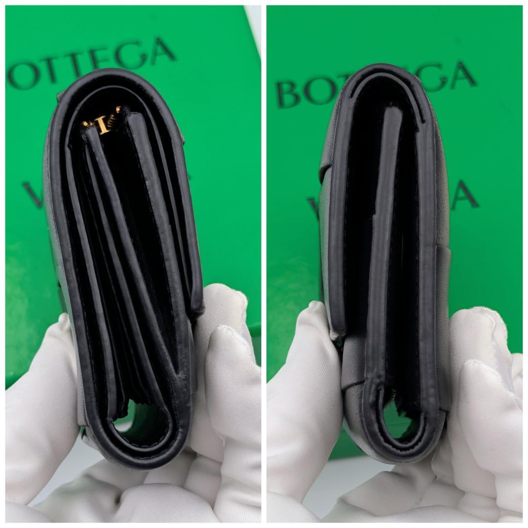ボッテガヴェネタ カセット 三つ折り コンパクト ウォレット ブラック RFID