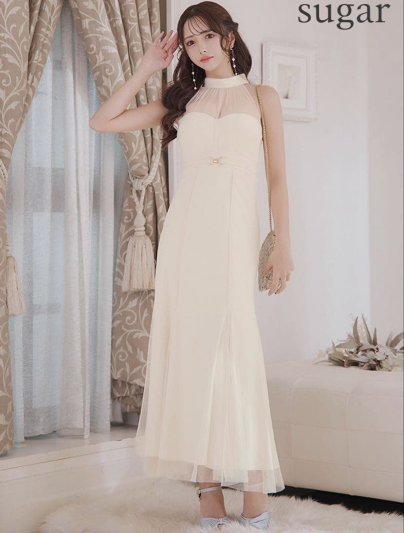 値下げ中‼️ Sugar ホルターネック ロングドレス キャバドレス アイボリー