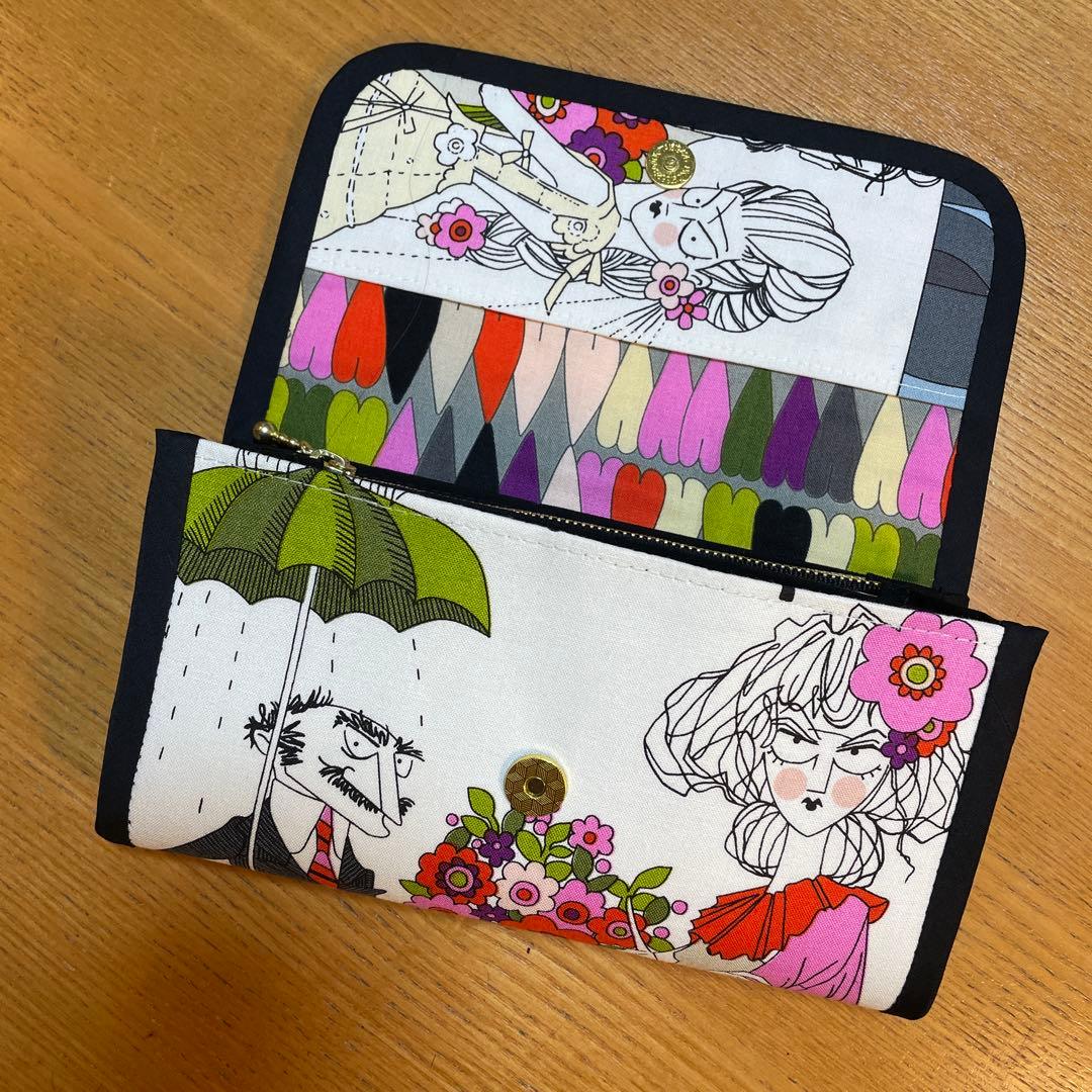 はなはなはち　長財布　やりくり財布　ハンドメイド　レア廃盤生地