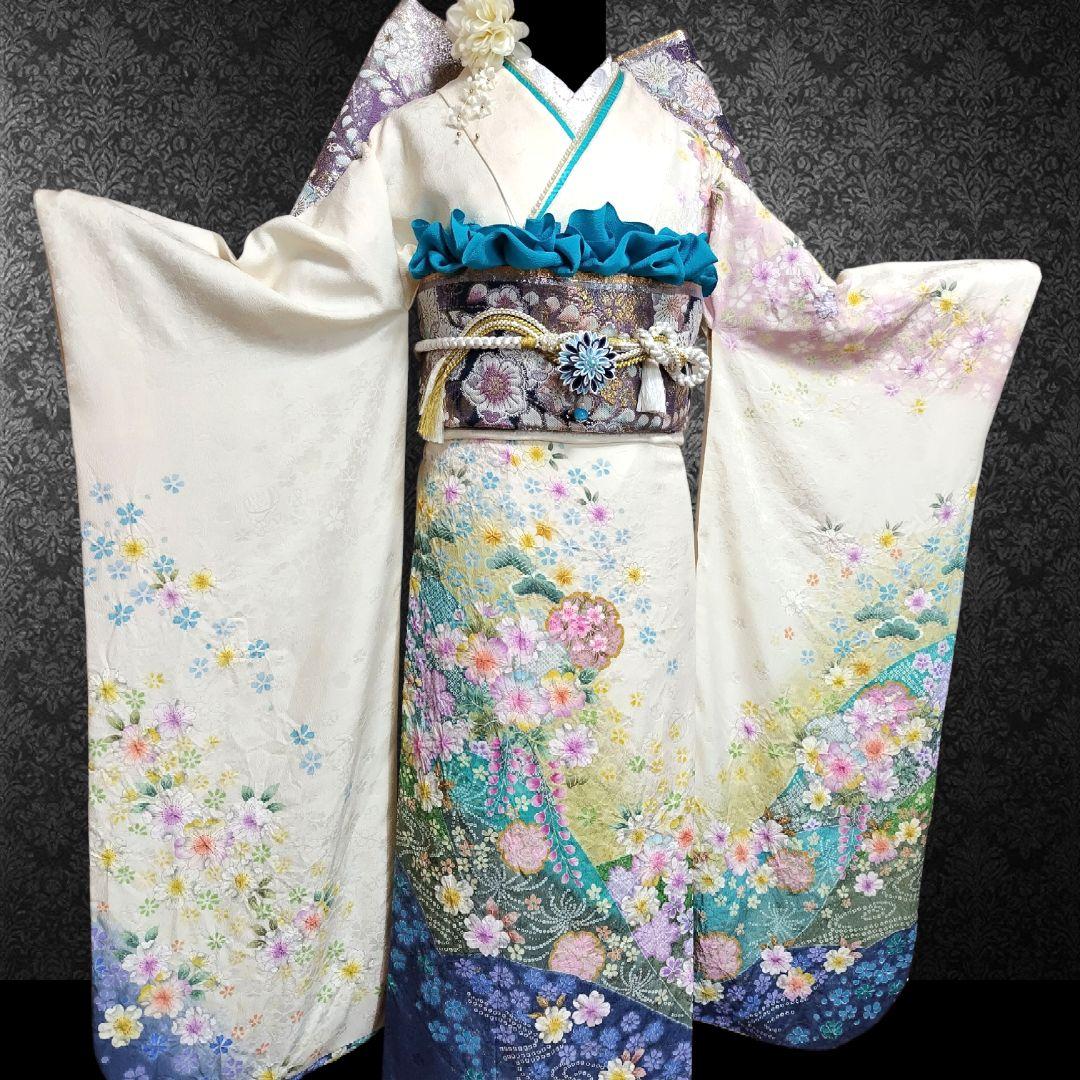 振袖フルセット(8点)・成人式・辻ヶ花・辻が花・花絞り・ブランド・正絹・逸品