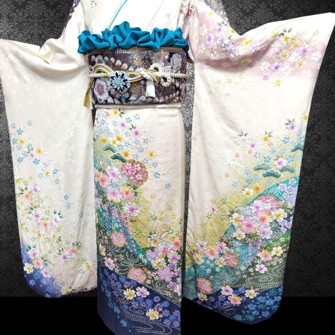 振袖フルセット(8点)・成人式・辻ヶ花・辻が花・花絞り・ブランド・正絹・逸品