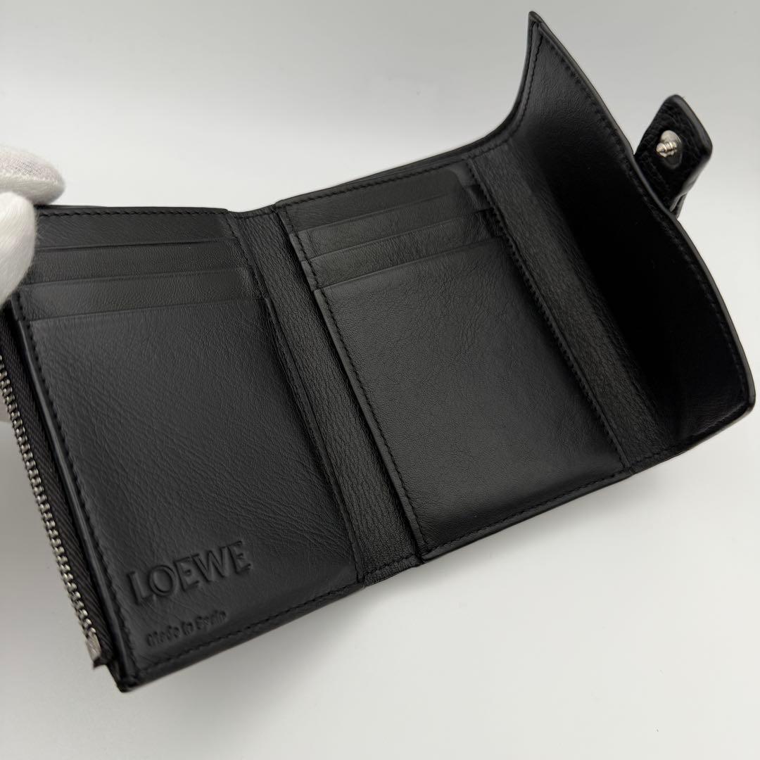 LOEWE ロエベ スモールバーティカルウォレット ファスナー 折財布 黒　美品