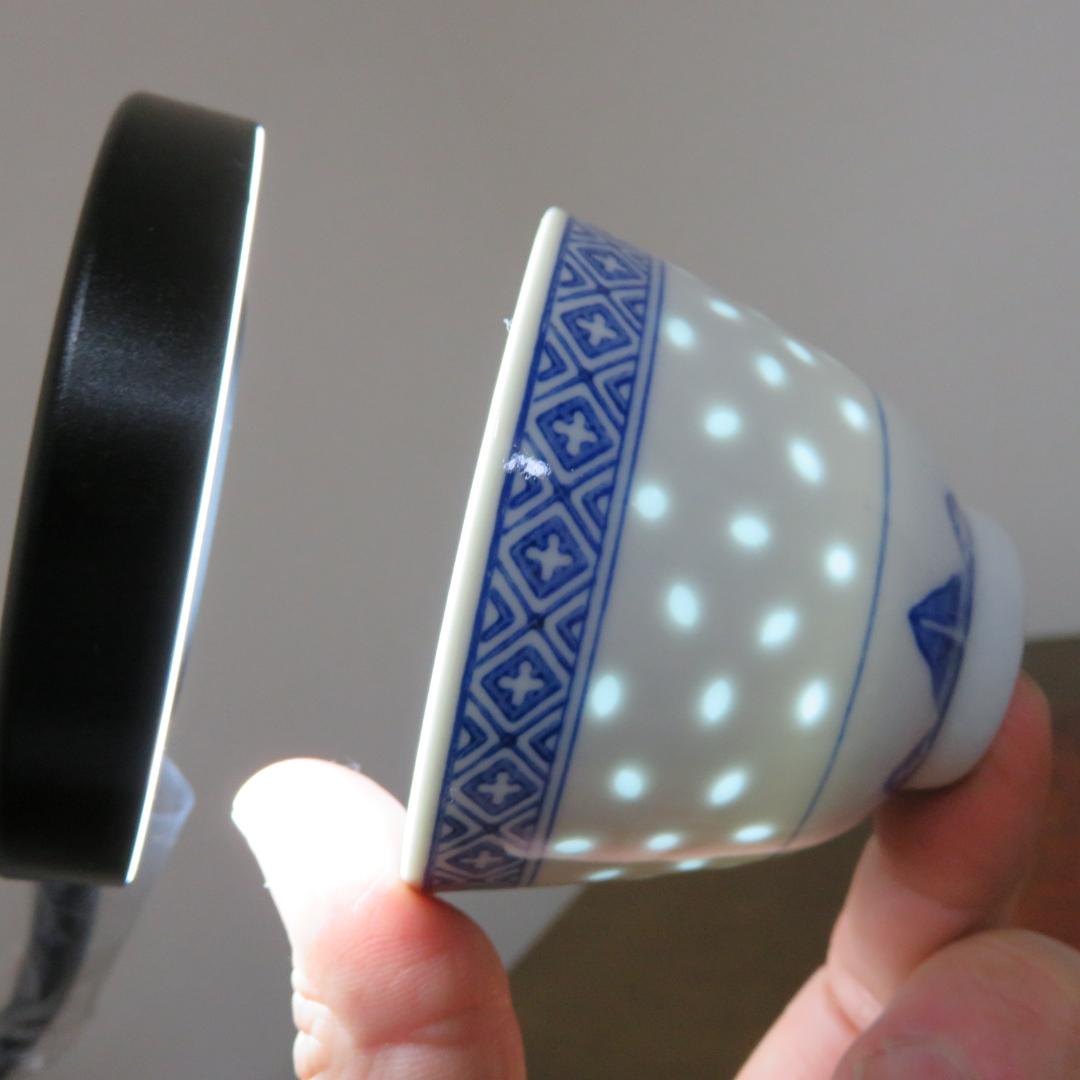 湯呑 中国 透かし 花火 花びら 葉 草 5脚 茶器