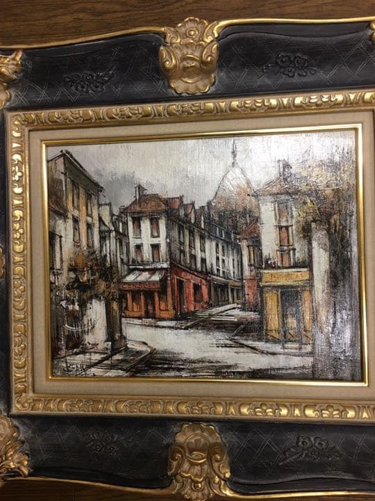 名品フランス画家ファルシーの冬のパリモンマルトル通り6号油彩画