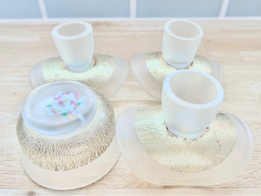 黒木国昭 金彩 鉢 ガラス 小鉢 向付 猪口 和食器 硝子 4点 まとめ売 美品