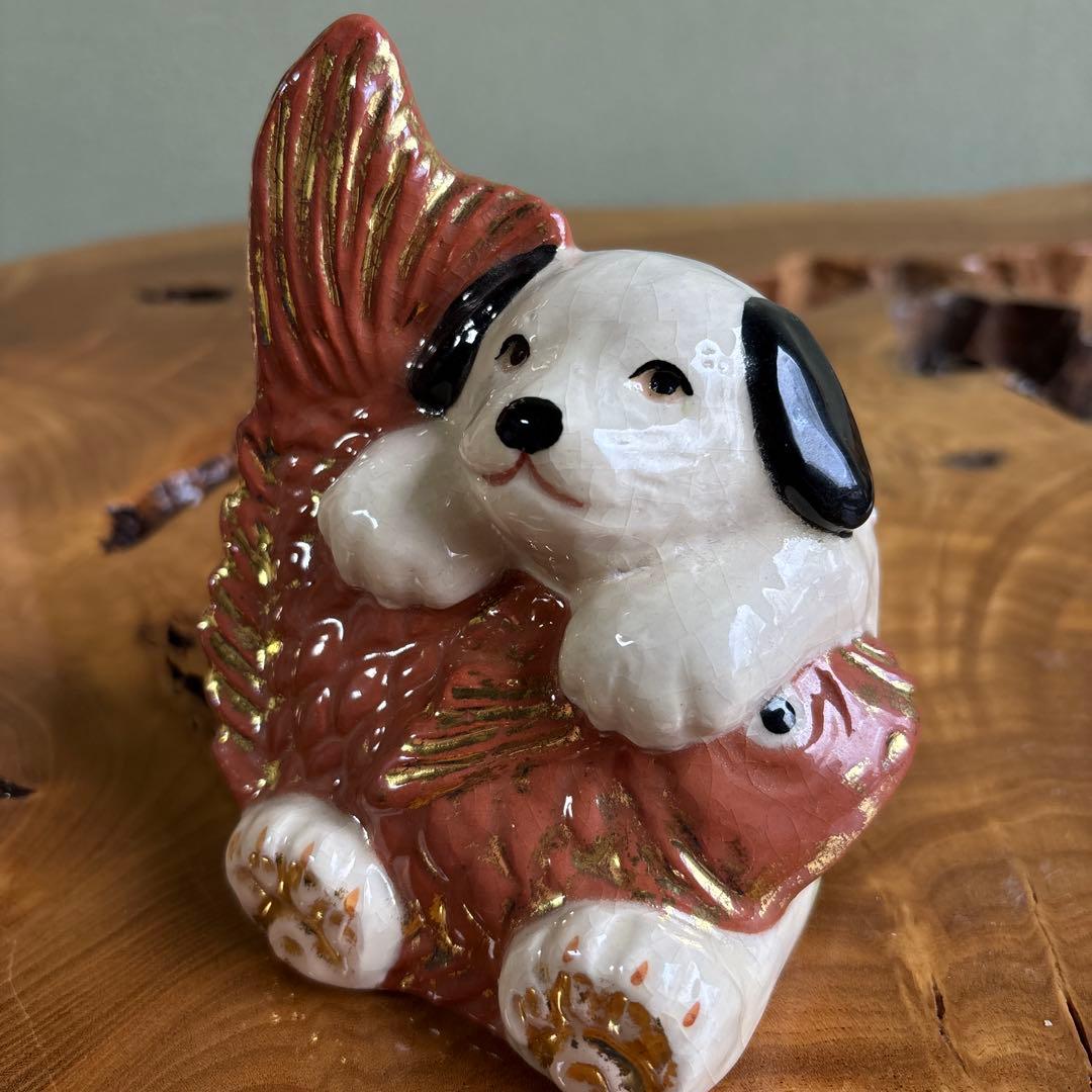 六兵衛窯 干支置物 「祥犬」 戌年 清水焼 陶芸 たち吉 共箱