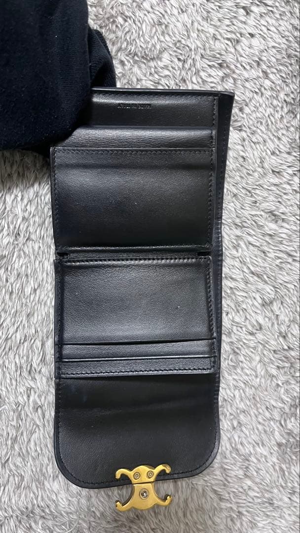 nico-chan セリーヌ　ブラック 三つ折り財布 ゴールド金具