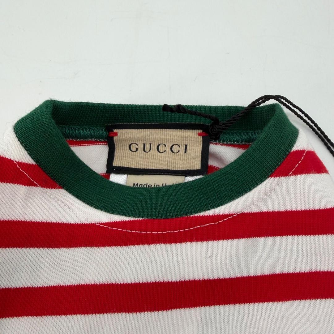 16250✨新品タグ付き✨GUCCI 犬服 いちご刺繍 赤白 ボーダー柄
