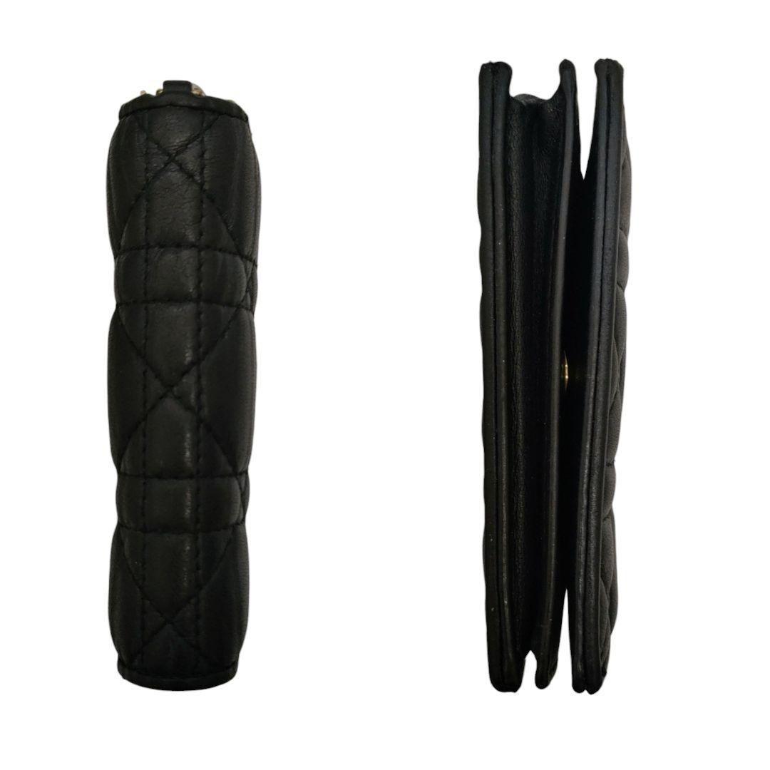 ディオール　折り財布　ガーデニアウォレット　ブラック　カナージュ　ラムレザー