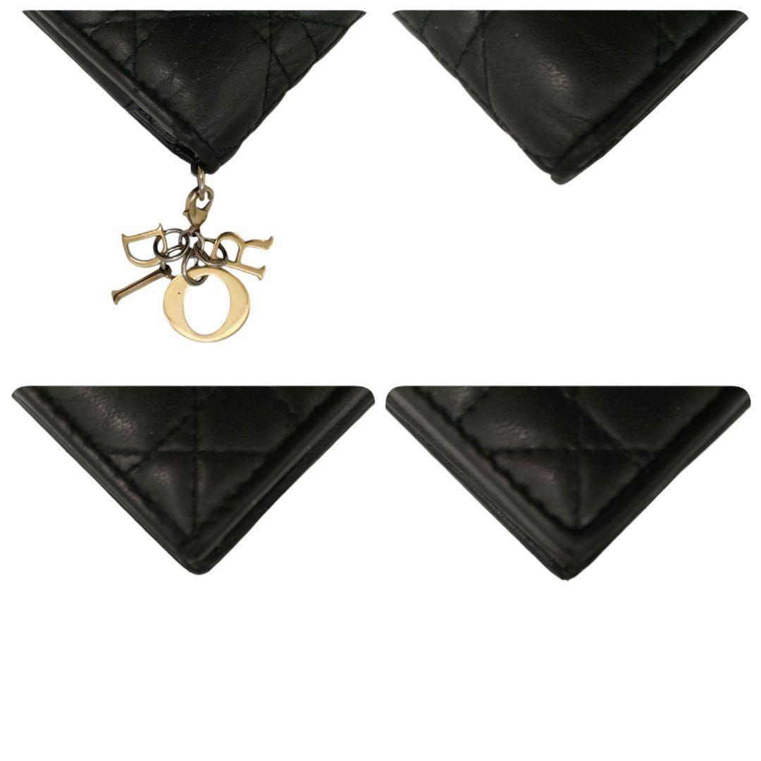 ディオール　折り財布　ガーデニアウォレット　ブラック　カナージュ　ラムレザー