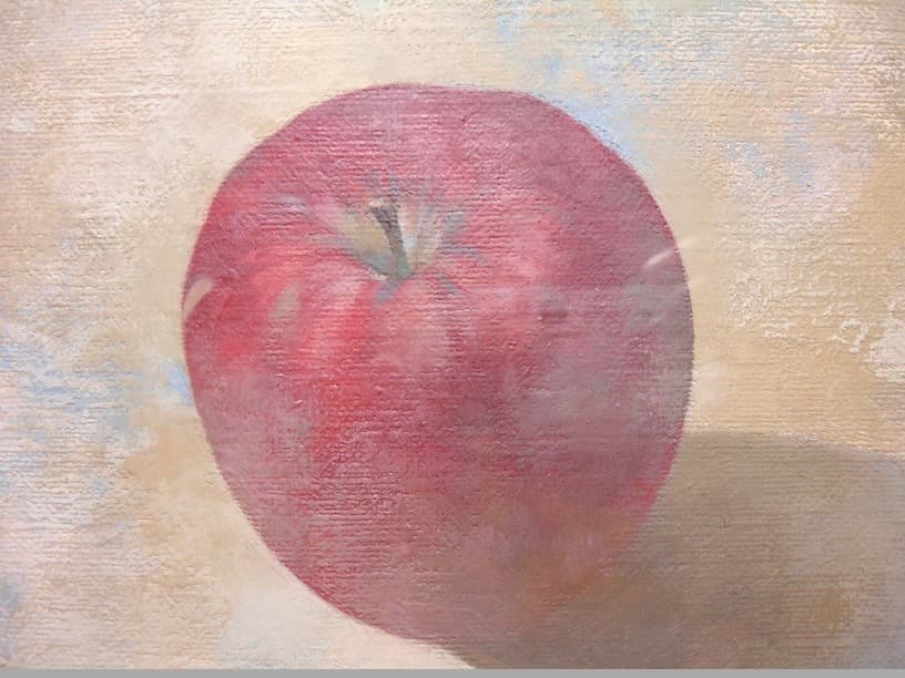 真作　吉中裕也 Still life (林檎) 3F 油絵静物