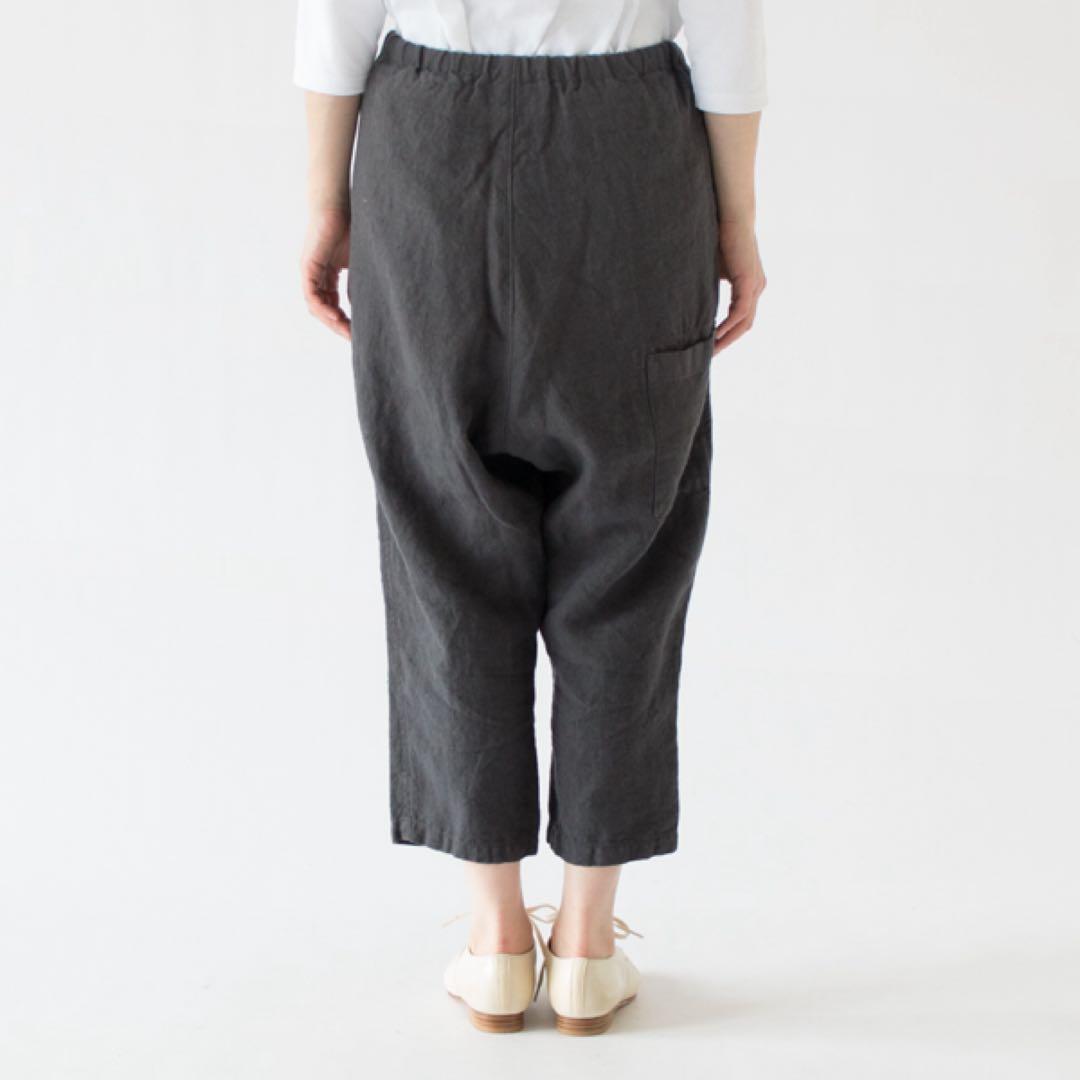 vlas blomme ワークリネンサルエルパンツ　ブラック　チャコール