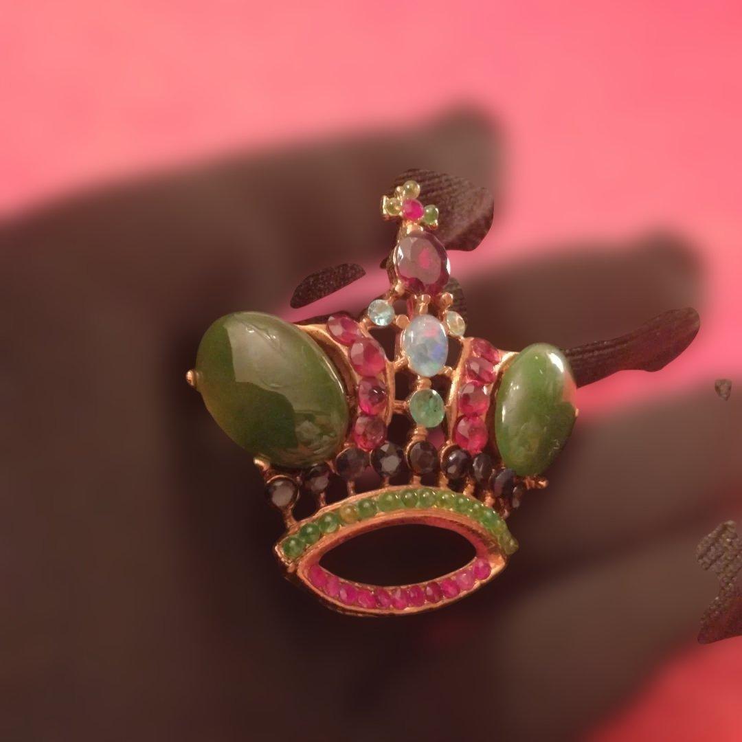 Apfelchen　スワボダ　半貴石ブローチ　グリーン系