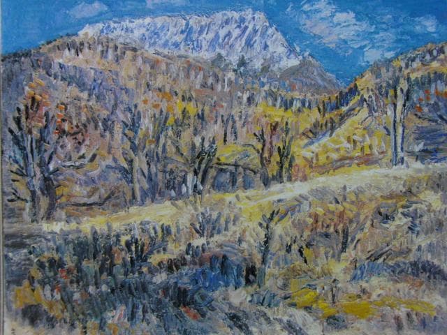 小林和作、【初冬の伯耆大山】、希少な画集より、新品高級額・額装付