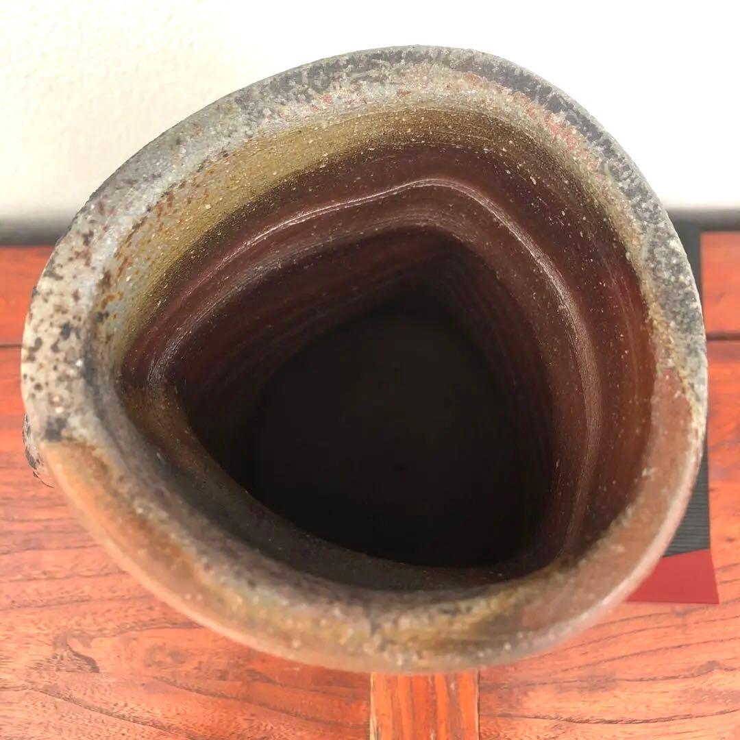 備前焼　柴岡守　花入　花瓶　フラワーベース　箱　布　壺