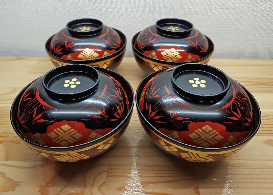 送料込【逢絢亭】茶道具 懐石道具一式セット 山中塗 木製 岡本陽斎 共箱入り