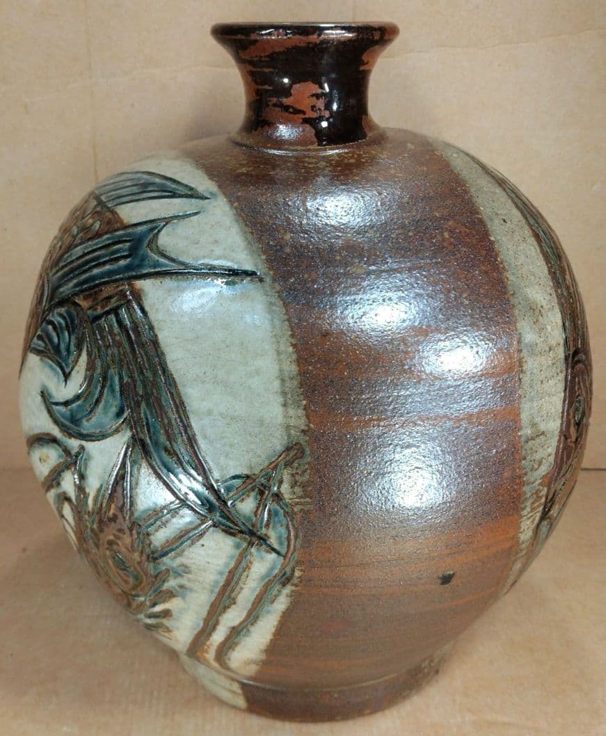 【本物保証】金城次郎 丸壷大 共箱 栞 人間国宝 美品 壷屋焼 壺屋焼 希少品